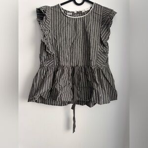 Striped Gray and White Women's Top